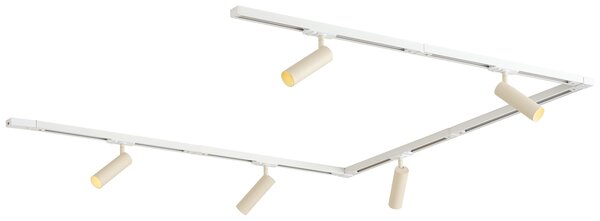 Sistem de iluminat cu șină modern cu 5 spoturi alb cu bej monofazat GU10 35mm - Iconic Jeana Luxe