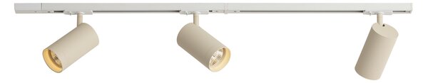 Sistem de iluminat cu șină modern cu 3 spoturi alb cu bej monofazat GU10 70mm - Iconic Jeana Luxe