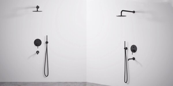 Rea Lungo, set de baie ascuns cu duș + cutie P6300 - set complet, negru, REA-P4112