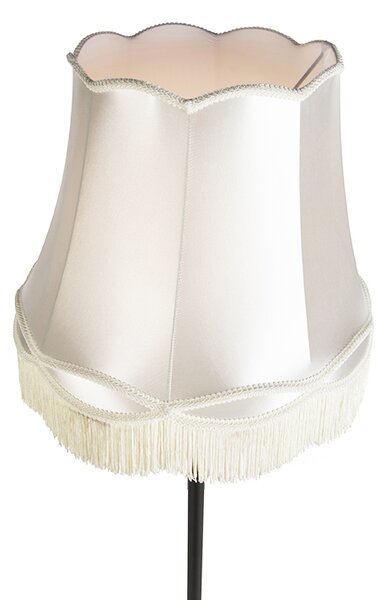 Lampă de podea retro neagră cu abajur crem de tip granny 45 cm - Simplo