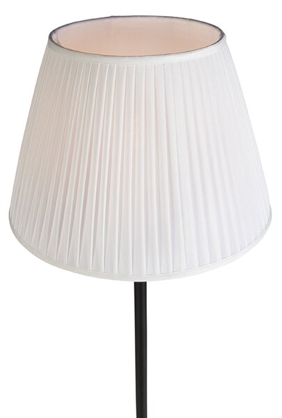 Lampa de podea moderna neagra cu abajur plisat alb 45 cm - Simplo