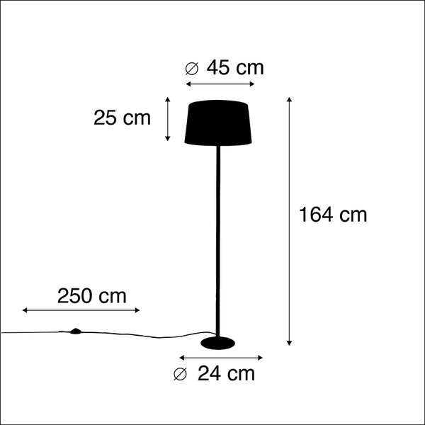 Lampă de podea neagră cu abajur din in neagră 45 cm - Simplo