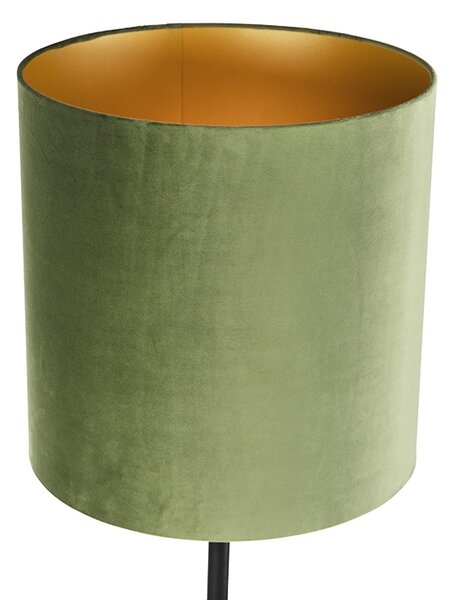 Lampa de podea botanică neagră cu abajur verde 40 cm - Simplo