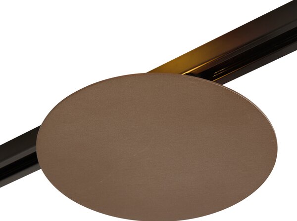 Sistem de iluminat pe șină modern negru cu 3 lămpi suspendate și 2 plafoniere bronzate monofazate - Iconic Lloyd Pulley