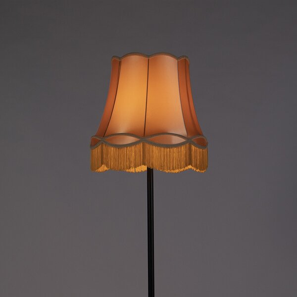 Lampă de podea retro neagră cu abajur auriu în stil bunicuță 45 cm - Simplo