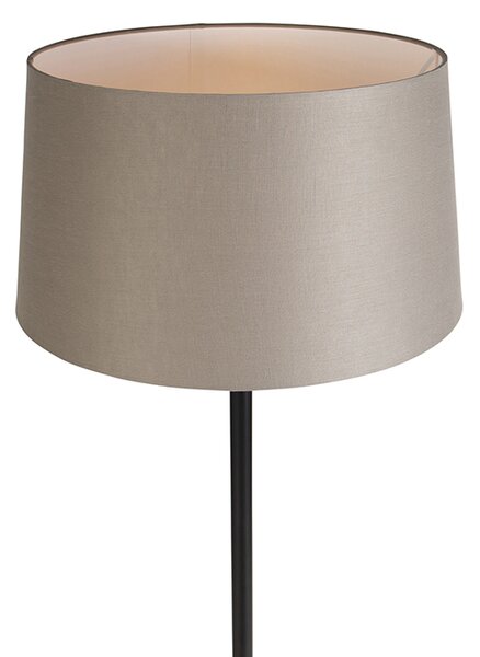 Lampă de podea neagră cu abajur din in taupe 45 cm - Simplo