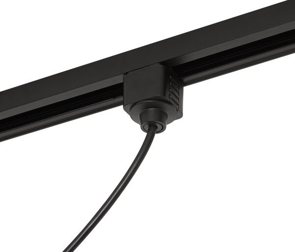 Sistem de iluminat pe șină oval modern negru cu 3 lămpi suspendate și 2 plafoniere albe monofazate - Iconic Perle