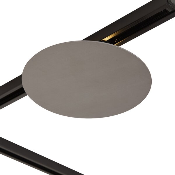 Sistem de iluminat cu șină modern negru cu 3 lămpi suspendate și 2 spoturi de tavan gunmetal monofazate - Iconic Lloyd Pulley