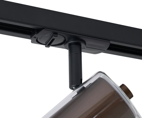 Sistem de iluminat pe șină modern negru cu 5 spoturi bronz închis monofazate - Iconic Lloyd
