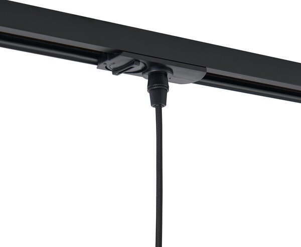 Sistem de iluminat pe șină modern negru cu 3 lumini suspendate albe monofazate - Iconic Perle