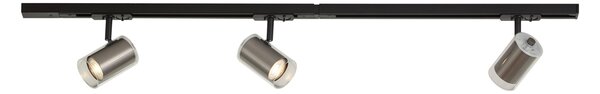 Sistem de iluminat pe șină modern negru cu 3 spoturi gunmetal monofazate - Iconic Lloyd