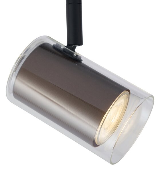 Sistem de iluminat pe șină modern negru cu 5 spoturi bronz închis monofazate - Iconic Lloyd