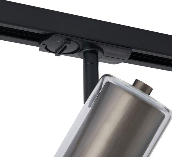 Sistem de iluminat pe șină modern negru cu 3 spoturi gunmetal monofazate - Iconic Lloyd