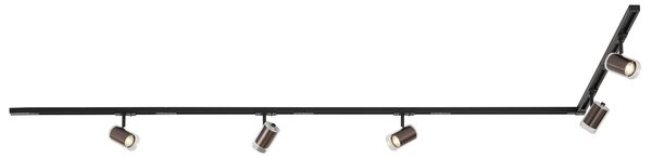 Sistem de iluminat pe șină modern negru cu 5 spoturi bronz închis monofazate - Iconic Lloyd