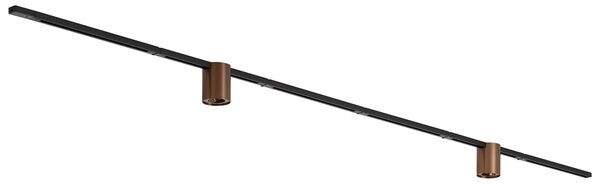 Sistem de iluminat pe șină modern negru cu 2 spoturi bronz închis monofazate - Iconic Rondoo Up