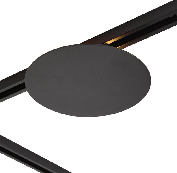 Sistem de iluminat pe șină modern negru cu 3 lumini suspendate și 2 plafoniere monofazate - Iconic Lloyd Pulley