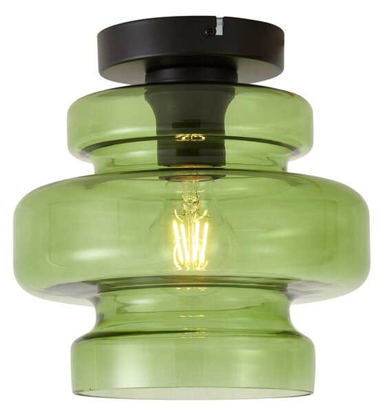 Plafonieră retro neagră cu sticlă verde - Denise