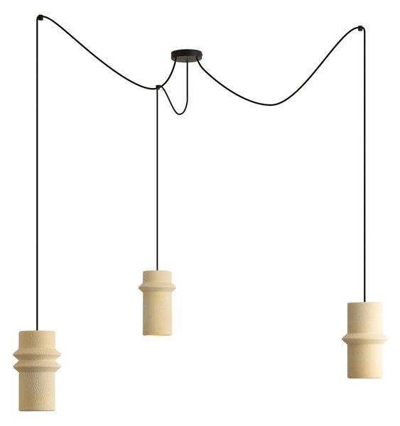 Lampă suspendată retro bej cu 3 lumini - Monti
