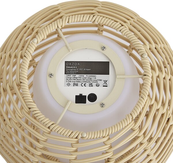 Lampă de masă de exterior Bej 25cm Inclusiv LED Reîncărcabilă cu USB-C IP44 - Oli