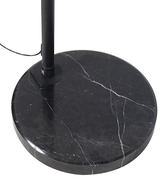 Lampa de podea modernă arcuită neagră cu abajur oriental și bambus 50 cm - XXL Rina