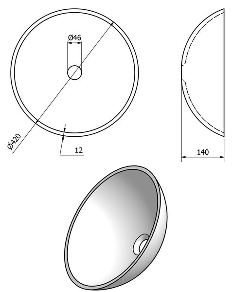 Sapho Sapho, chiuveta din sticla SHAY diametru 42 cm, 2501-22
