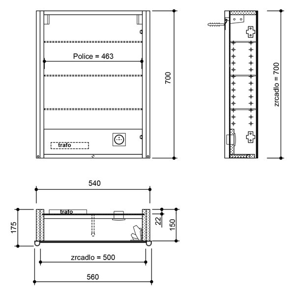 Sapho Sapho, galerie ALIX cu iluminare LED 56x70x17,5cm, stânga/dreapta, alb, AX156-0030