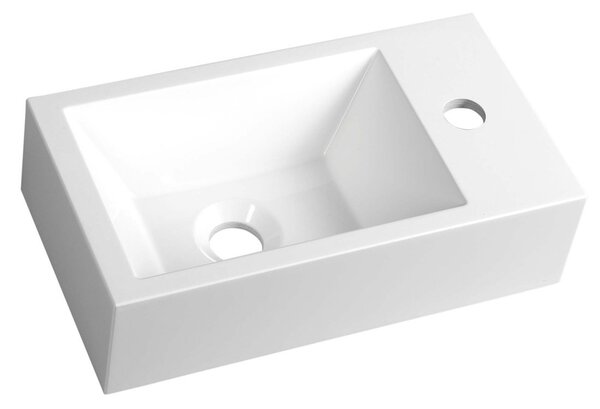 Sapho Sapho, chiuveta din marmura turnata AMAROK 40x11x22cm, alb, robinet pe dreapta, AR500