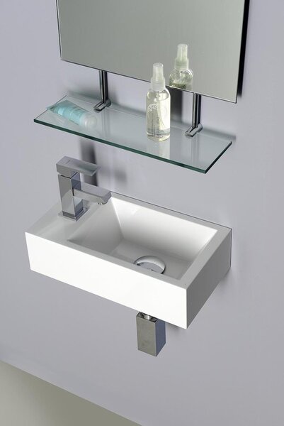 Sapho Sapho, chiuveta din marmura turnata AMAROK 40x11x22cm, alb, robinet pe stanga, AR400