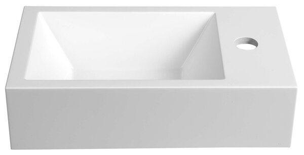 Sapho Sapho, chiuveta din marmura turnata AMAROK 40x11x22cm, alb, robinet pe dreapta, AR500