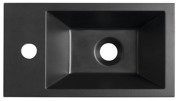 Sapho Sapho, chiuveta din marmura turnata AMAROK 40x22cm, negru mat, robinet in stanga, AR400B