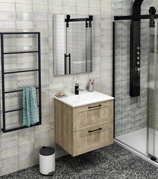 Sapho Sapho, dulap pentru chiuveta dubla AMIA 119x60x45cm, stejar Texas, AM120-2020