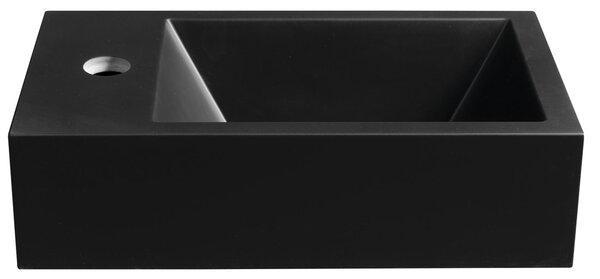 Sapho Sapho, chiuveta din marmura turnata AMAROK 40x22cm, negru mat, robinet in stanga, AR400B