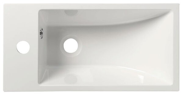 Sapho Sapho, chiuveta din marmura turnata ARIANA 50x10x25 cm, alba, robinet stanga, SM012