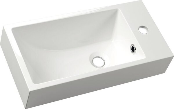 Sapho Sapho, chiuveta din marmura turnata ARIANA 50x10x25 cm, alba, robinet dreapta, SM016