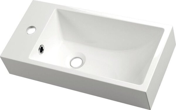 Sapho Sapho, chiuveta din marmura turnata ARIANA 50x10x25 cm, alba, robinet stanga, SM012