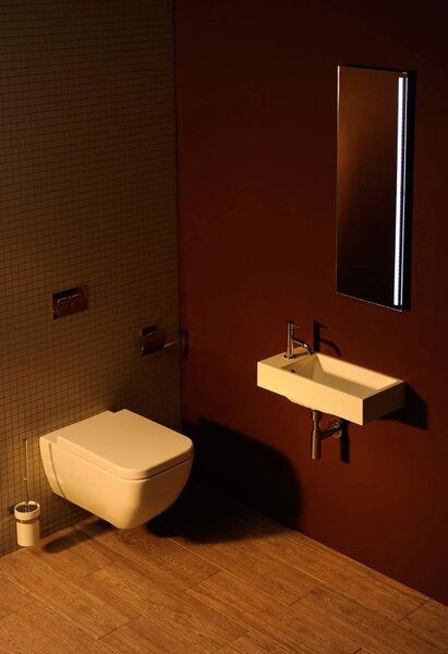 Sapho Sapho, chiuveta din marmura turnata ARIANA 50x10x25 cm, alba, robinet stanga, SM012