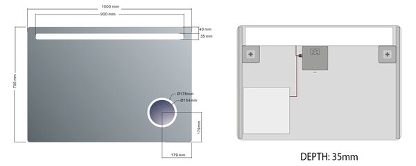 Sapho Sapho, oglindă ASTRO cu retroiluminare LED 1000x700mm, oglindă cosmetică, MIRL4