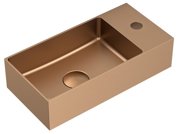 Sapho Sapho, chiuveta din otel inoxidabil AURUM, 36,5x18cm, inclusiv priza, stanga/dreapta, cupru mat, AU304