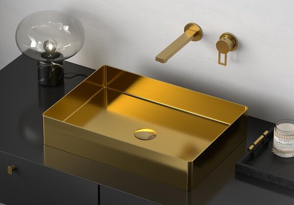 Sapho Sapho, chiuvetă din oțel inoxidabil AURUM, diametru 38 cm, inclusiv priză, covoraș de cupru, AU301