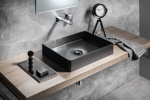 Sapho Sapho, chiuveta din inox AURUM 50x35 cm, inclusiv priza, antracit, AU103