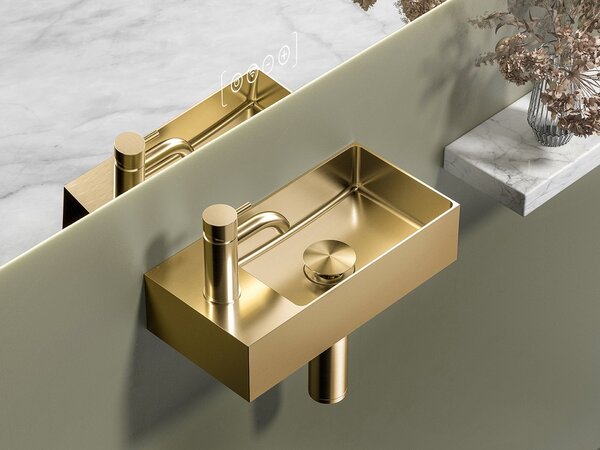 Sapho Sapho, chiuveta din otel inoxidabil AURUM, 36,5x18cm, inclusiv priza, stanga/dreapta, auriu mat, AU204