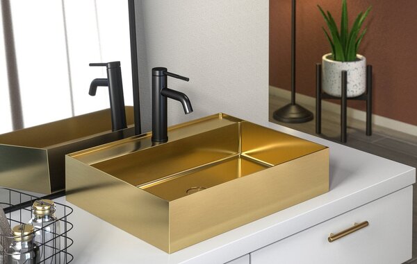 Sapho Sapho, chiuveta din inox AURUM 55x42 cm, inclusiv priza, auriu, AU202
