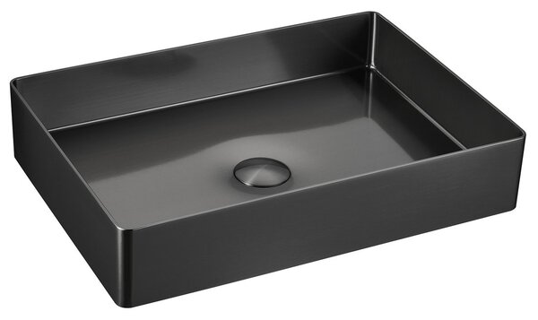 Sapho Sapho, chiuveta din inox AURUM 50x35 cm, inclusiv priza, antracit, AU103