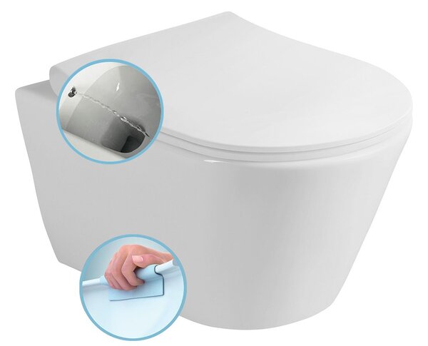 Sapho Sapho, vas de toaletă suspendat AVVA CLEANWASH cu bideu. cu spray, Rimless, 35,5x53cm, alb, 100312