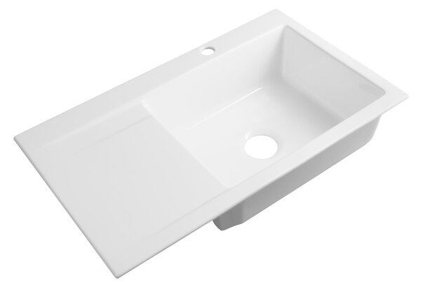 Sapho Sapho, chiuveta din ceramica AVORIA cu suprafata de scurgere 86x51 cm, alb, 55086