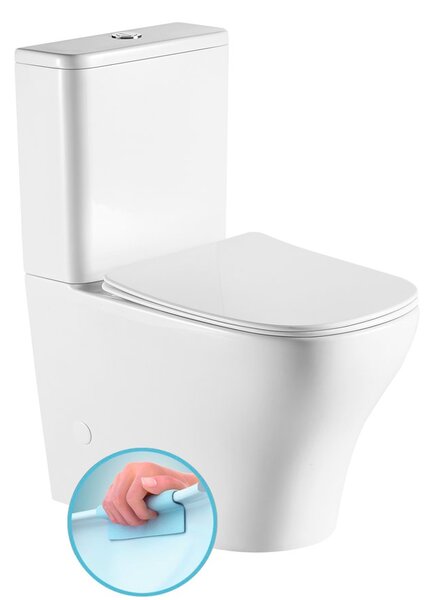 Sapho Sapho, vas combinat WC BELLO FĂRĂ BORDE cu rezervor, deșeuri inferioare/spate, PC103WR