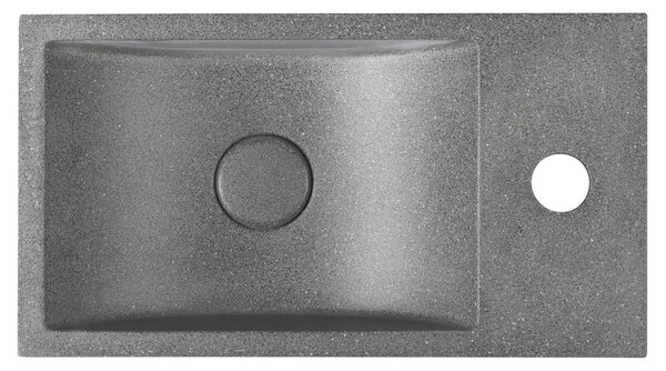 Sapho Sapho, chiuveta din beton CREST R cu priza, 40x22 cm, granit negru, AR409