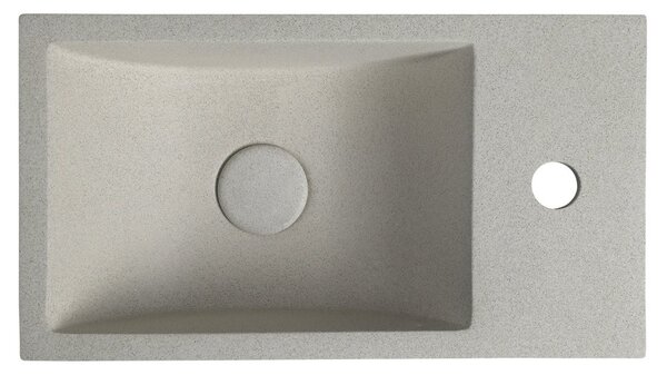 Sapho Sapho, chiuveta din beton CREST R cu priza, 40x22 cm, gresie alba, AR413