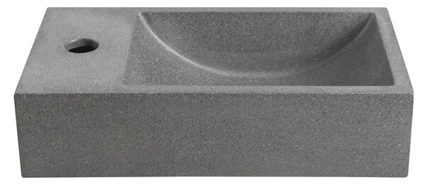 Sapho Sapho, chiuveta din beton CREST L cu priza, 40x22 cm, granit negru, AR403