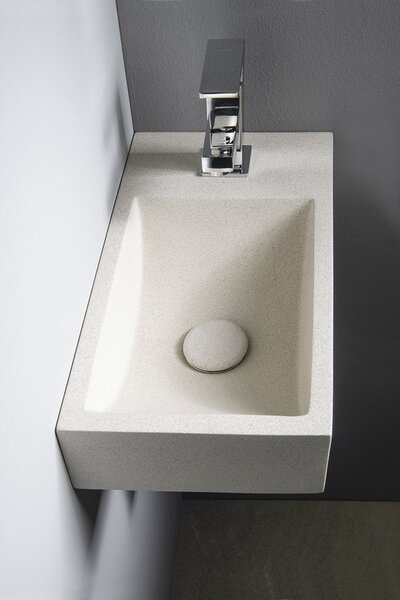 Sapho Sapho, chiuveta din beton CREST R cu priza, 40x22 cm, gresie alba, AR413